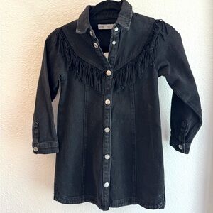 Zara Black Fringe Jean Jacket/Dress